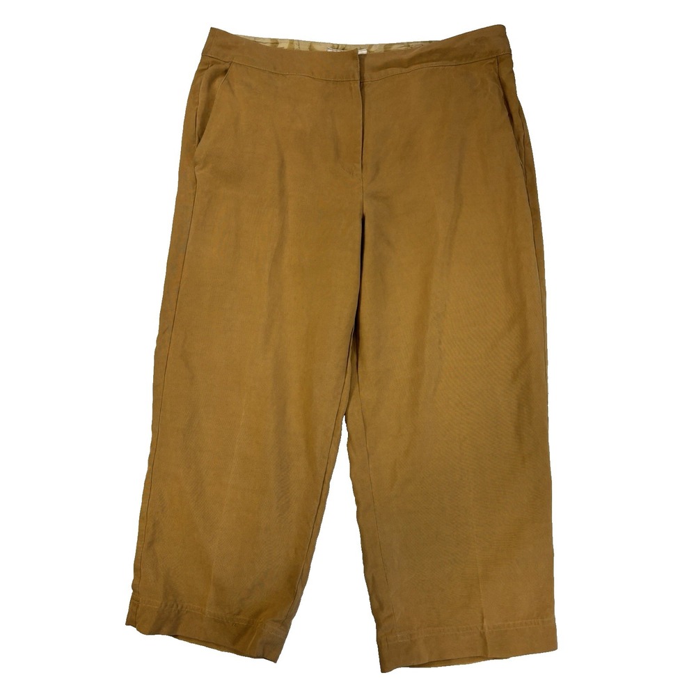 Tommy Bahama Womens 8 Brown 100% Silk Capri Pants Travel Resort Vacation Neutral